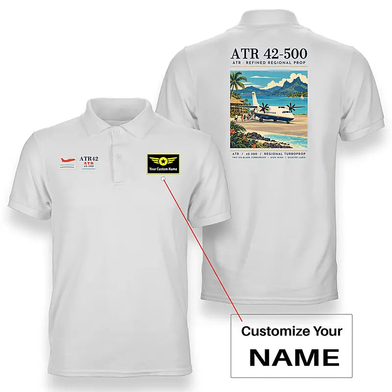 ATR 42-500 - Poster - Double-Side Polo - White + Name