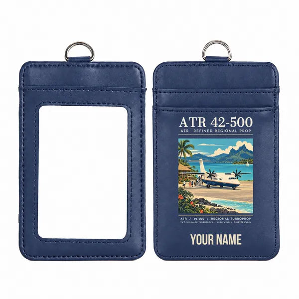 ATR 42-500 - Poster - ID Card Holder - Navy Blue + Name