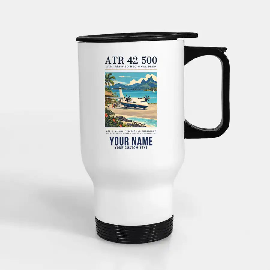 ATR 42-500 - Poster + Name - Stainless Steel with Holder - White