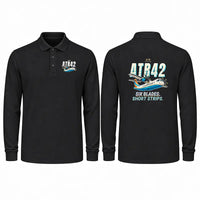 Thumbnail for ATR 42-500 Premium Polo T-Shirts - Cartoon - Long Sleeve - Black