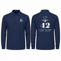Thumbnail for ATR 42-500 Premium Polo T-Shirts - Heritage - Long Sleeve - Dark Blue