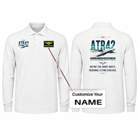Thumbnail for ATR 42-500 Premium Polo T-Shirts - Original + Name - Long Sleeve - White