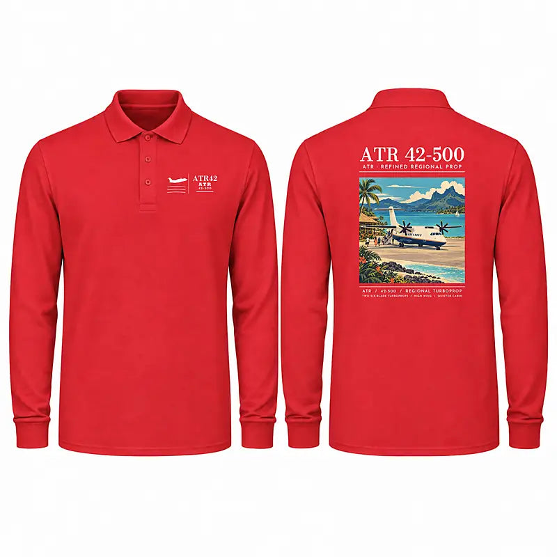ATR 42-500 Premium Polo T-Shirts - Poster - Long Sleeve - Red