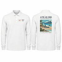 Thumbnail for ATR 42-500 Premium Polo T-Shirts - Poster - Long Sleeve - White