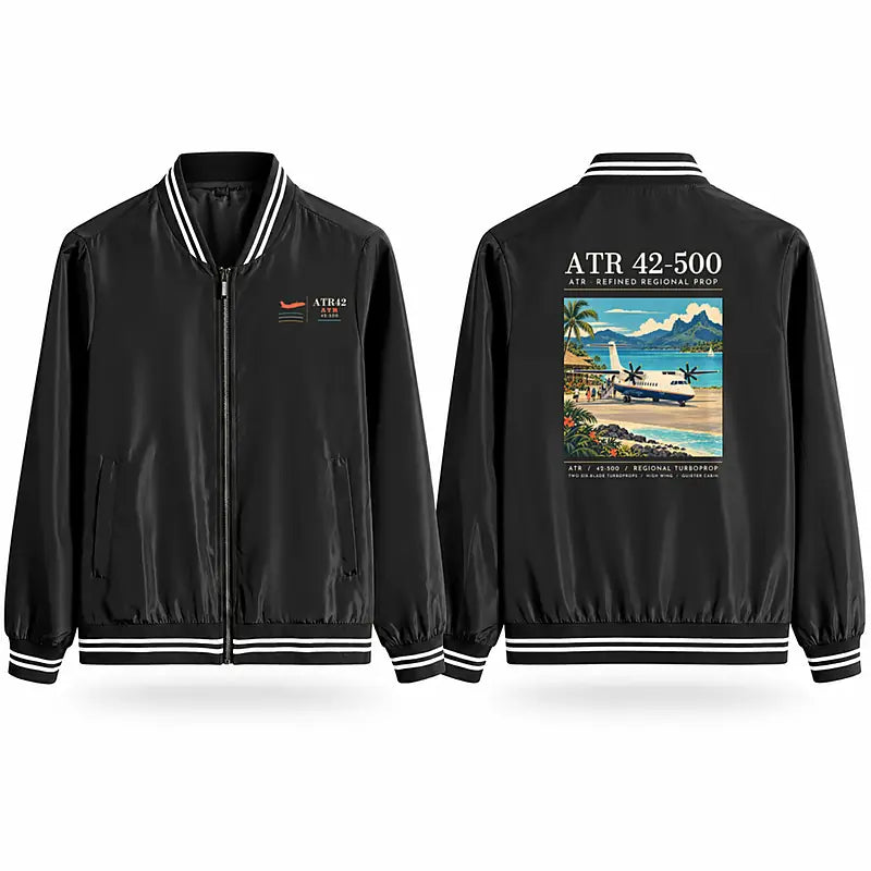 ATR 42-500 Stylish Jackets - Baseball Collar - Poster - Black