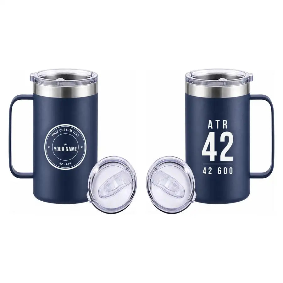 ATR 42-600 - Beverage Mug - Tag + Name - Navy Blue