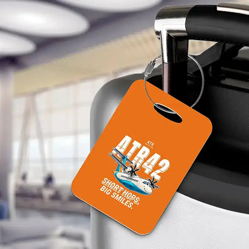 ATR 42-600 - Cartoon - Luggage Tag - Orange