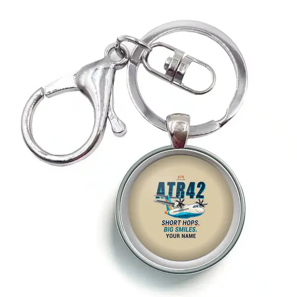 ATR 42-600 - Cartoon + Name - Circle Key Chain - Beige