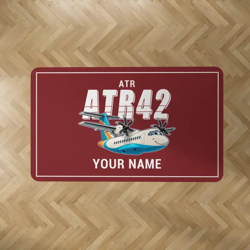 ATR 42-600 - Cartoon + Name - Rectangle Carpet - Dark Red