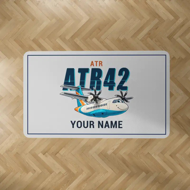 ATR 42-600 - Cartoon + Name - Rectangle Carpet - Light Gray