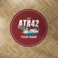 Thumbnail for ATR 42-600 - Cartoon + Name - Round Carpet - Dark Red