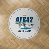 Thumbnail for ATR 42-600 - Cartoon + Name - Round Carpet - Light Gray