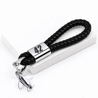 Thumbnail for ATR 42-600 - Leather Key Chain - Braided Leather - Tag - Black
