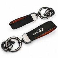 Thumbnail for ATR 42-600 - Leather Key Chain - Horseshoe Buckle - Tag - Black