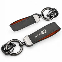 Thumbnail for ATR 42-600 - Leather Key Chain - Horseshoe Buckle - Tag - Gray