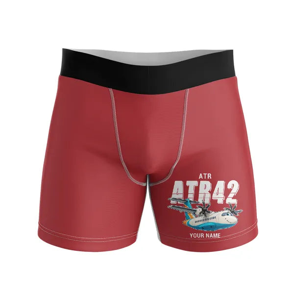 ATR 42-600 - Men Boxers - Cartoon + Name - Red