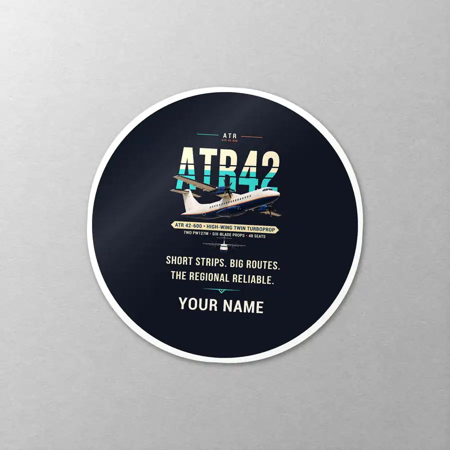 ATR 42-600 - Original + Name - Circle Sticker - Close-up