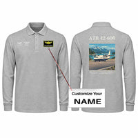 Thumbnail for ATR 42-600 Premium Polo T-Shirts - Poster + Name - Long Sleeve - Gray