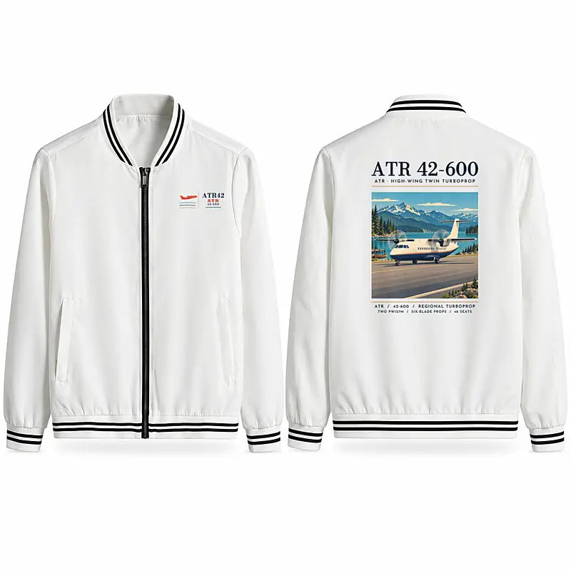 ATR 42-600 Stylish Jackets - Baseball Collar - Poster - White