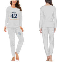 Thumbnail for ATR 42-600 - Women Pajamas - Heritage Chest + Name - Light Gray