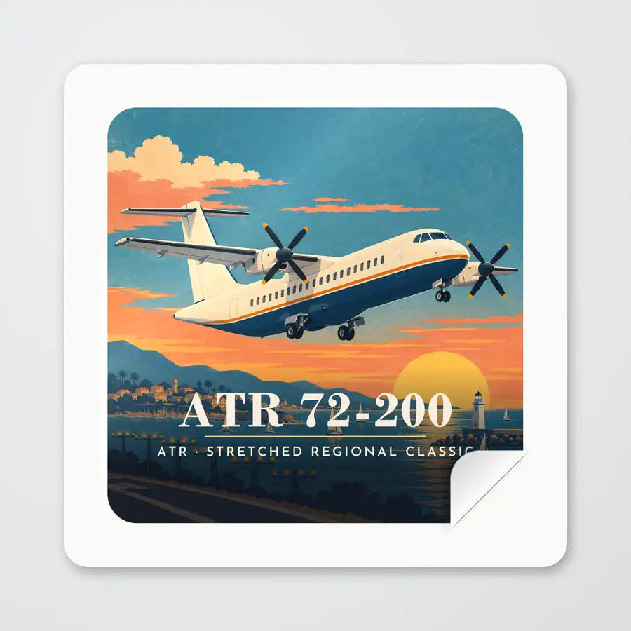 ATR 72-200 - 3D - Square Sticker - Peel