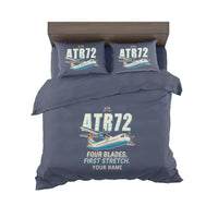 Thumbnail for ATR 72-200 - Cartoon + Name - Bedding Set - Navy Blue