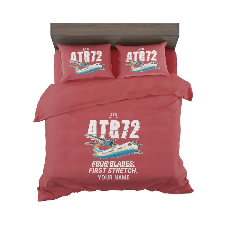ATR 72-200 - Cartoon + Name - Bedding Set - Red
