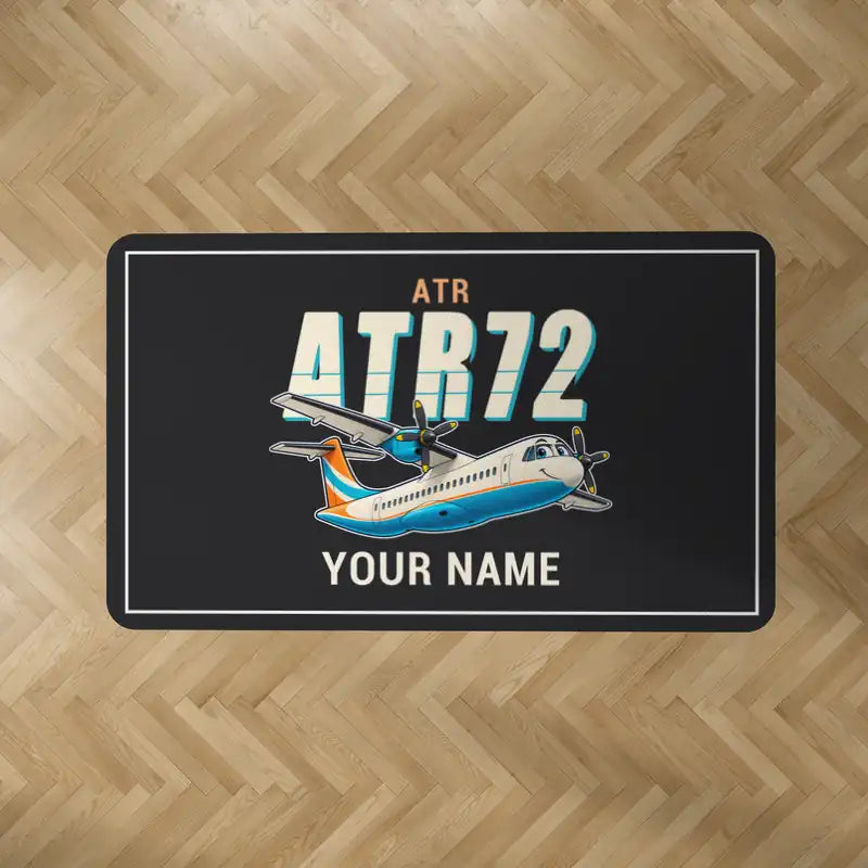 ATR 72-200 - Cartoon + Name - Rectangle Carpet - Black