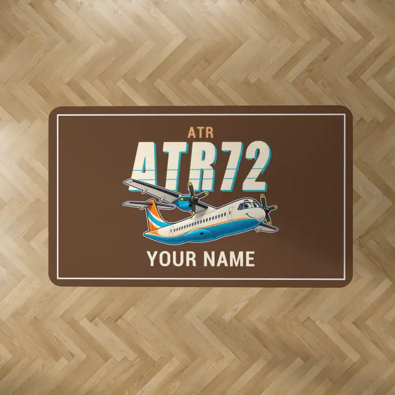 ATR 72-200 - Cartoon + Name - Rectangle Carpet - Brown
