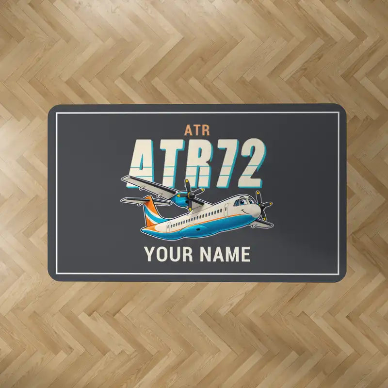 ATR 72-200 - Cartoon + Name - Rectangle Carpet - Dark Gray
