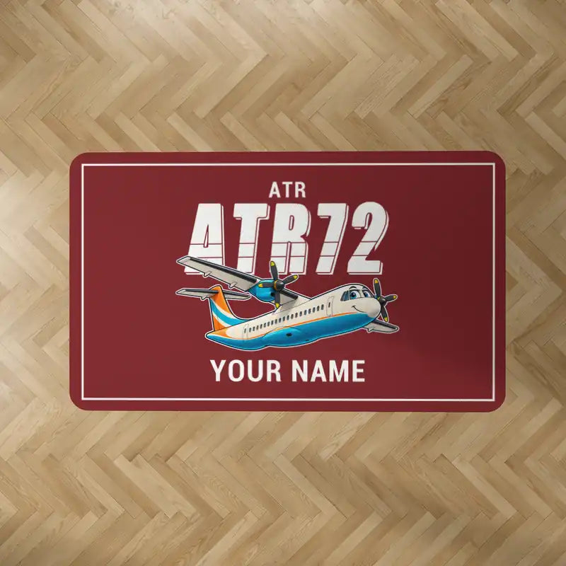 ATR 72-200 - Cartoon + Name - Rectangle Carpet - Dark Red