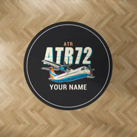 Thumbnail for ATR 72-200 - Cartoon + Name - Round Carpet - Black