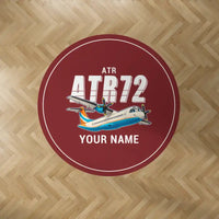 Thumbnail for ATR 72-200 - Cartoon + Name - Round Carpet - Dark Red