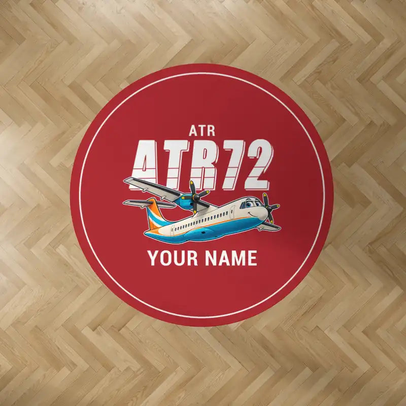 ATR 72-200 - Cartoon + Name - Round Carpet - Red