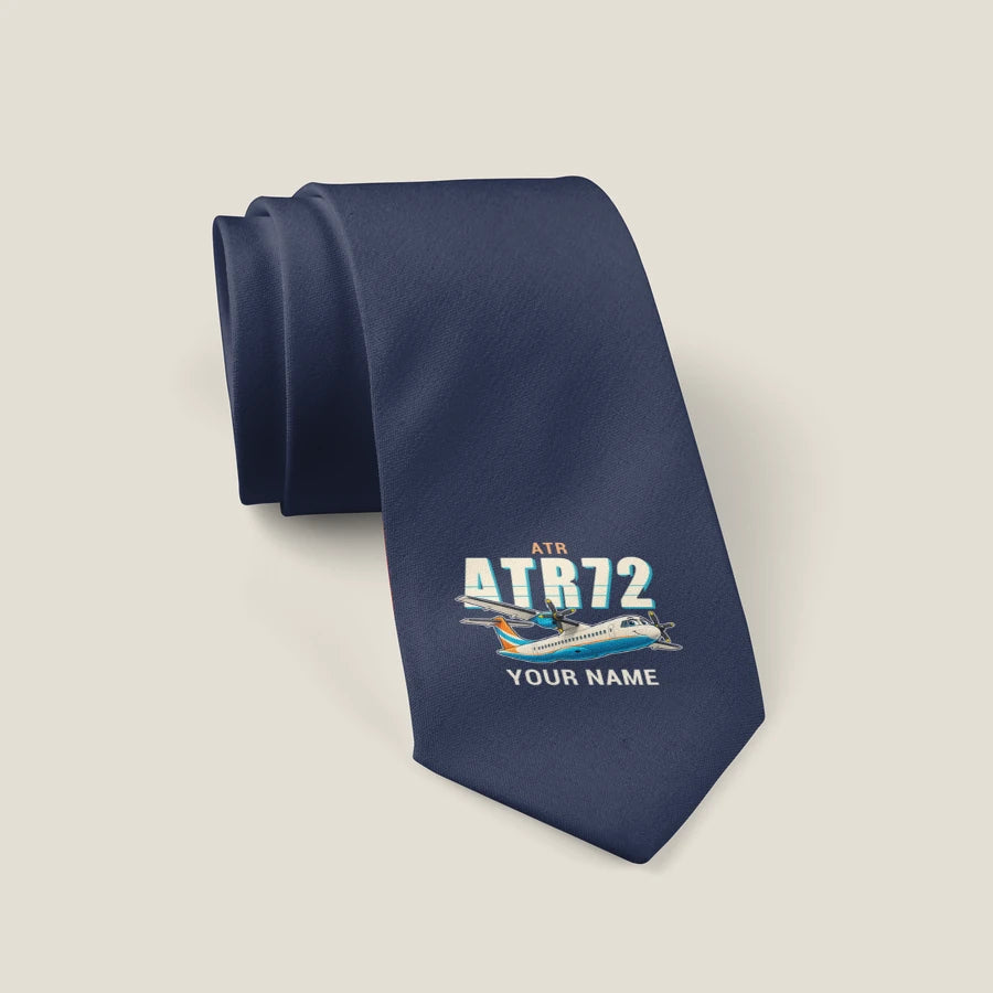 ATR 72-200 - Cartoon + Name - Tie - Navy Blue