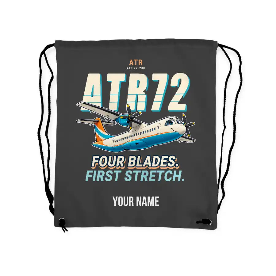 ATR 72-200 - Drawstring Bag - Cartoon + Name - Gray