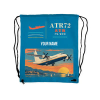 Thumbnail for ATR 72-200 - Drawstring Bag - Classic + Name - Light Blue