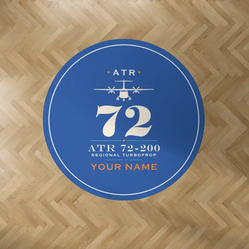 ATR 72-200 - Heritage + Name - Round Carpet - Blue