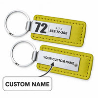 Thumbnail for ATR 72-200 - Leather Key Chain - Faux Leather - Tag - Yellow + Name
