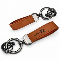 Thumbnail for ATR 72-200 - Leather Key Chain - Horseshoe Buckle - Tag - Camel