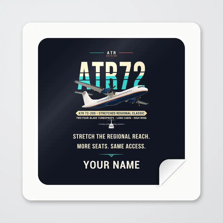 ATR 72-200 - Original + Name - Square Sticker - Peel