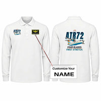 Thumbnail for ATR 72-200 Premium Polo T-Shirts - Cartoon + Name - Long Sleeve - White
