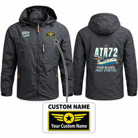 Thumbnail for ATR 72-200 Stylish Jackets - Hooded Windbreaker - Cartoon + Name - Charcoal