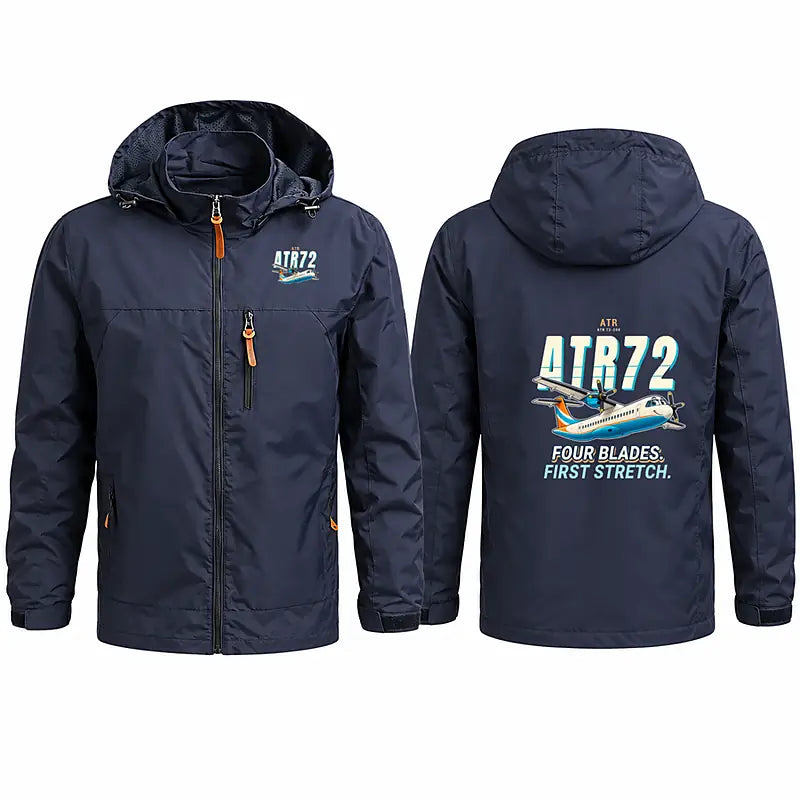 ATR 72-200 Stylish Jackets - Hooded Windbreaker - Cartoon - Navy Blue
