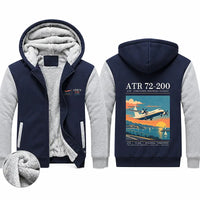 Thumbnail for ATR 72-200 Zipped Sweatshirts - Poster - Navy & Gray