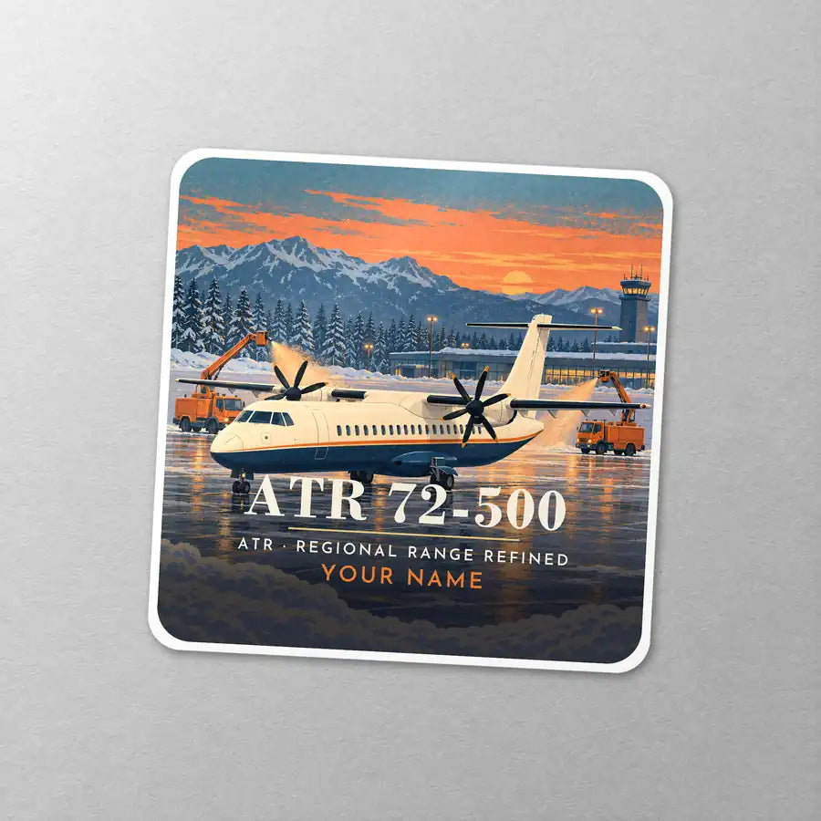 ATR 72-500 - 3D + Name - Square Sticker - Close-up