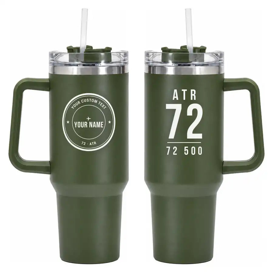 ATR 72-500 - 40oz Car Mug - Tag + Name - Army Green