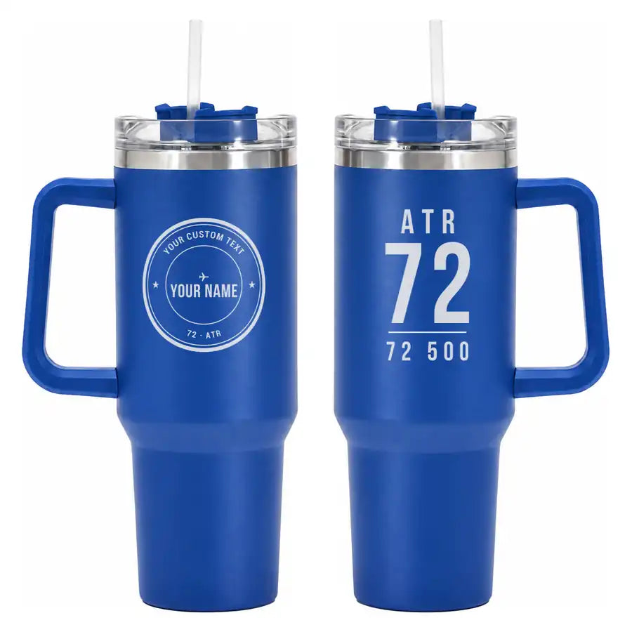 ATR 72-500 - 40oz Car Mug - Tag + Name - Blue