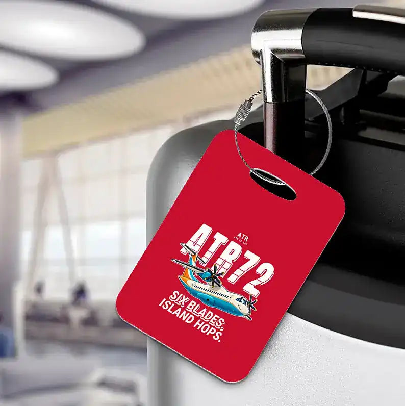 ATR 72-500 - Cartoon - Luggage Tag - Red