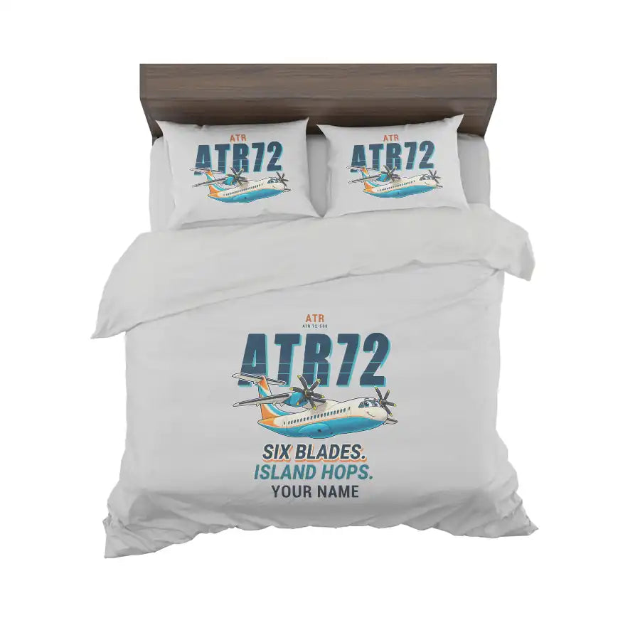 ATR 72-500 - Cartoon + Name - Bedding Set - Light Gray